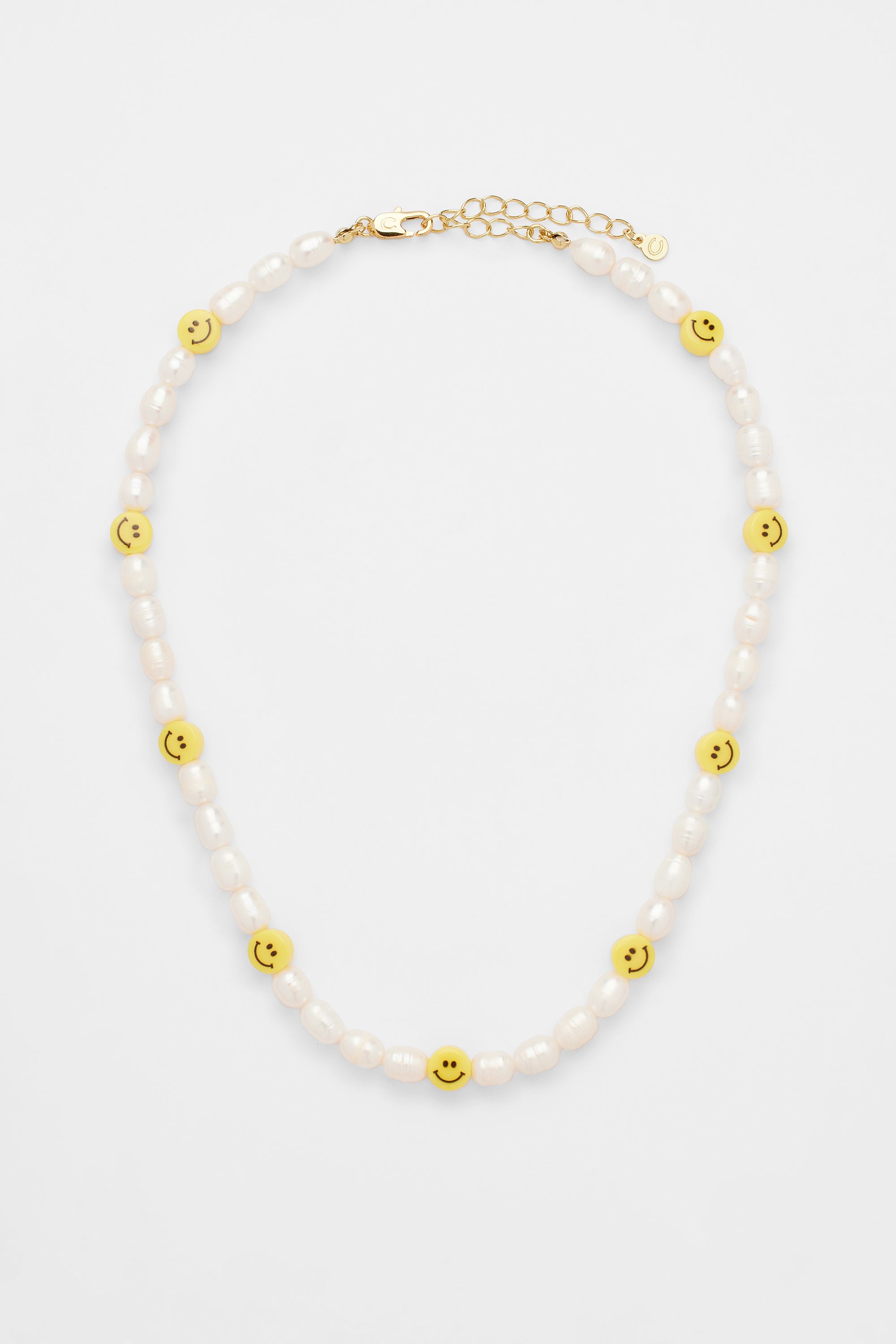 Freshwater Pearl and Yellow Face Motif Necklace